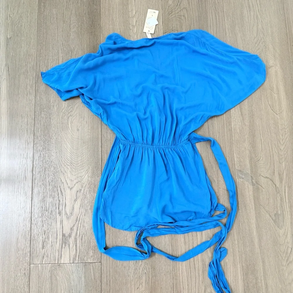 NWT Elan Blue Romper with Tie Waist Large - Picture 2 of 11